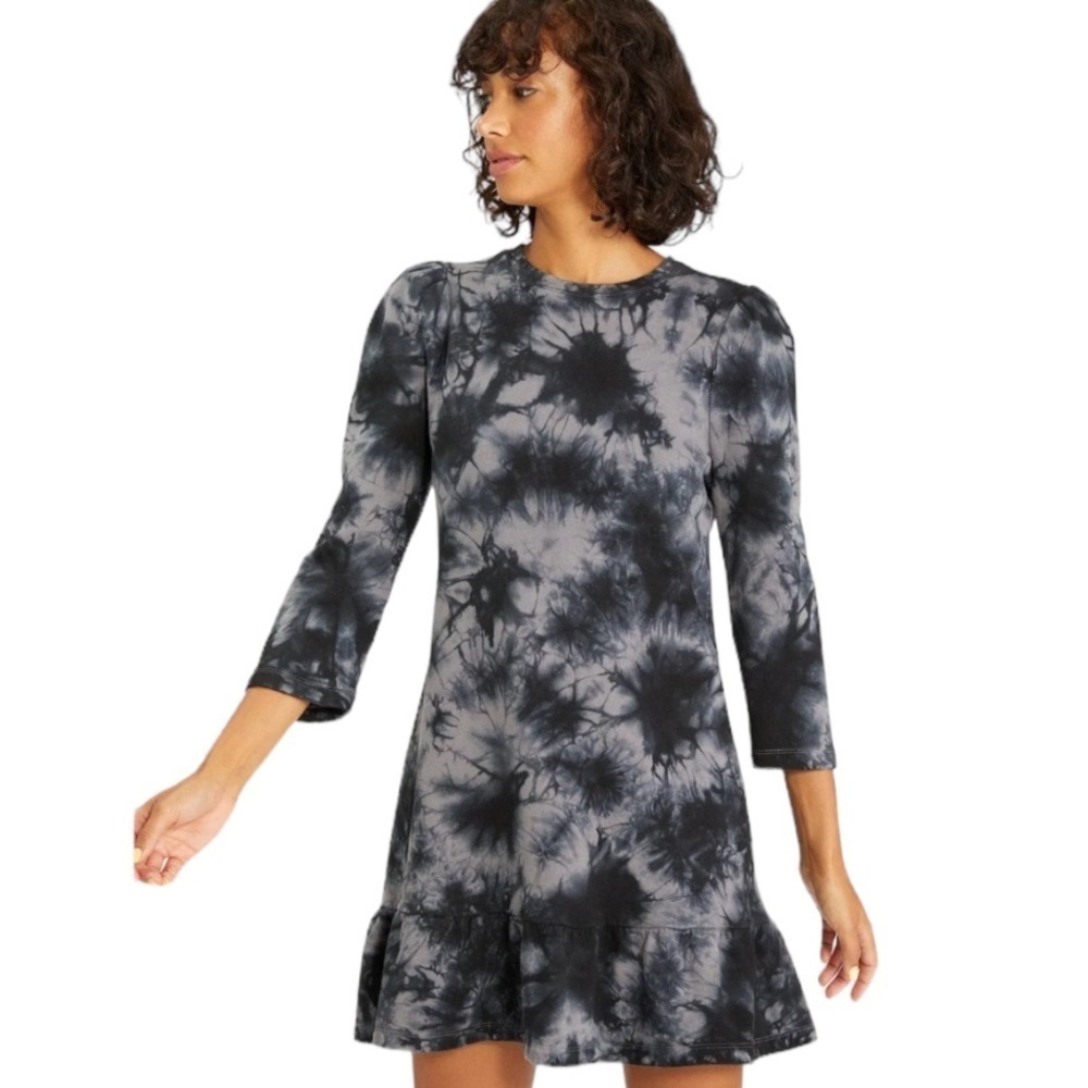 Anthropologie Tie Dye Cotton Knit Mini Dress Boho Casual | Small